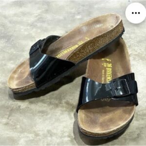 Birkenstock Germany Made Black  Cork Footbed Sandals with Buckle Size 36